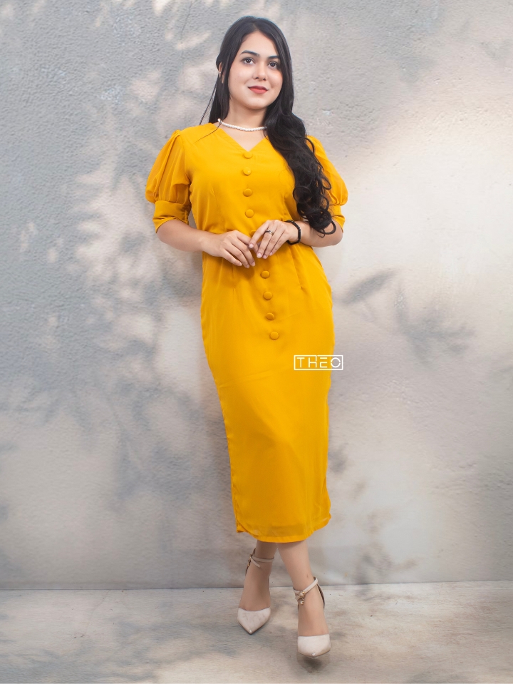 Short Puffy Sleeve Bodycon